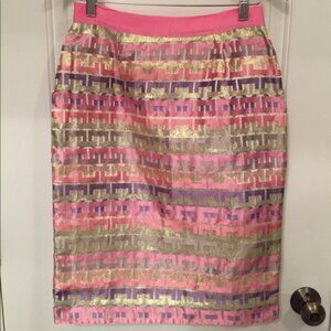 KATE SPADE SKIRT KAYLA SPARKLE PINK GOLD PURPLE PENCIL STRAIGHT Size 4